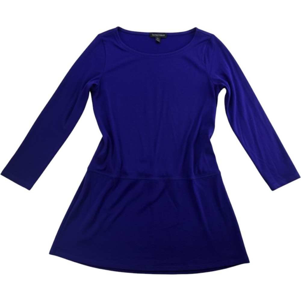 Eileen Fisher Petite Tunic Top Purple Jersey Layers Colorful Casual Elegance